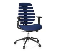 hjh OFFICE Silla de Oficina Silla giratoria Ergo Line II Tela Respaldo ergonómica con Brazos Ajustables Azul