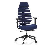 hjh OFFICE Silla de Oficina sille giratoria Ergo Line II Pro Tela ergonómica con Brazos Ajustables con reposacabezas Azul