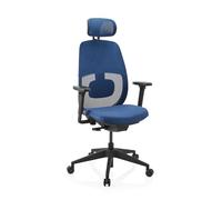 hjh Office Silla de Oficina Skandis Pro con reposacabezas - Silla ergonómica giratoria Profesional con Mecanismo de sincronización, Respaldo de Malla 3D, Soporte Lumbar y reposabrazos 4D, Color Azul