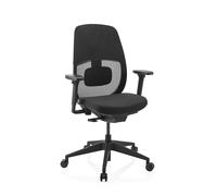 hjh OFFICE Silla de oficina Skandis - Silla ergonómica giratoria profesional sin reposacabezas, respaldo de malla 3D, reposabrazos 4D, mecanismo de sincronización, soporte lumbar, negro/negro