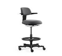 hjh Office Silla de Trabajo ergonómica Top Work 40 - Silla con Respaldo Regulable en Altura, inclinación y Profundidad del Asiento Ajustables, reposapiés de Altura Ajustable, Color Gris Oscuro