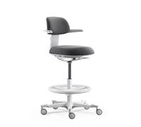 hjh Office Silla de Trabajo ergonómica Top Work 40 W - Silla con Respaldo Regulable en Altura, inclinación y Profundidad del Asiento Ajustables, Anillo de pie Ajustable en Altura Gris/Blanco