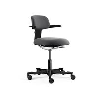 hjh OFFICE Silla de trabajo ergonómica Work 40 con respaldo regulable en altura, inclinación y profundidad del asiento ajustables, base de nailon estable, color gris oscuro