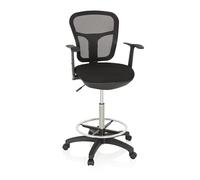 hjh OFFICE Silla de Trabajo Silla de Oficina Taburete Giratorio Top Work 108 Tela Malla Reposapiés Regulable en Altura Negro