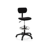 hjh OFFICE Silla de Trabajo Silla giratoria Top Work 05 Tela Alta con Respaldo reposapies Altura Ajustable Negro