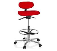 hjh OFFICE Silla de Trabajo Taburete de Trabajo Silla giratoria Work MF Tela Respaldo de Altura Regulable Rojo