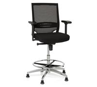 hjh OFFICE Silla de Trabajo Taburete Giratorio Top Work 77 Tela Malla Respaldo Transpirable ergonómica Tapones fijos Negro