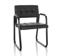 hjh OFFICE Silla de Visita con reposabrazos Zanta B PU Sillón de Conferencia de Oficina tapizado, Polipiel, Negro