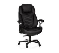 hjh OFFICE Silla giratoria Silla de Oficina XXL PULLMANN Piel sintética Acolchada soporta hasta 180 kg cómodo Respaldo Alto Negro