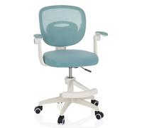 hjh OFFICE Silla Infantil con reposapiés Silla de Escritorio KIDDY Smart con reposabrazos abatibles, Respaldo Transpirable, Aqua