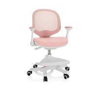 hjh OFFICE Silla para niños Silla giratoria Kid Ergo Tela/Tejido de Malla Práctico reposapiés Regulable en Altura Rosa