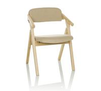 hjh OFFICE Silla Plegable tapizada SCANDIO Silla de Visita Silla Plegable de Madera, cargable hasta 120 kg, Beige, 729443