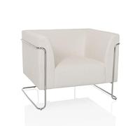 hjh OFFICE Sillón de 1 plaza Curacao Cord, moderno sofá de diseño moderno, con cómodo acolchado de tela de pana resistente, color blanco