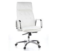 hjh OFFICE Sillón de Oficina Silla giratoria Villa 20 Cuero Alto Respaldo con apoyacabezas cómodo Crema
