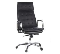 hjh OFFICE Sillón de Oficina Silla giratoria Villa 20 Cuero Alto Respaldo con apoyacabezas cómodo Negro