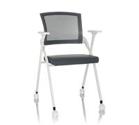 hjh OFFICE Sillón de visitante Plegable Priority II W Sillón de Conferencia de Tela, Carga máx. 150kg con Ruedas, Respaldo de Rejilla, Gris