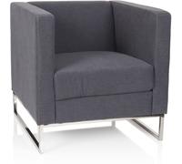 hjh OFFICE 713501 Sillón Lounge Barbados Tela Gris Sillón Moderno de cóctel para un máximo Confort de Asiento