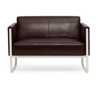 hjh OFFICE Sofá Lounge 2 plazas Aruba Sofá Moderno tapizado en Piel sintética con Estructura de Metal, 111 x 78 x 71 cm, marrón