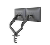 hjh OFFICE Soporte de monitor para 2 monitores de 13 a 32 pulgadas, VESA, ajustable | Brazo para monitor de hasta 9 kg por brazo, soporte de monitor regulable en altura, con abrazadera de mesa