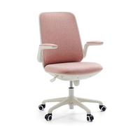 hjh Office Swivelo - Silla giratoria ergonómica para niños, Tela de Terciopelo, reposabrazos Plegables, Soporte Lumbar Flexible, Forma de Mariposa, Silla giratoria a Partir de 10 años, Color Rosa