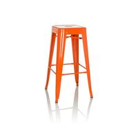 hjh OFFICE Taburete de Bar VANTAGGIO High Metal Naranja, apilable, Acero Estable, Industrial Style, 645080