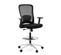 hjh Office Top Work 44 - Silla de Trabajo ergonómica de Malla, Altura Ajustable, reposabrazos y reposapiés, Color Negro