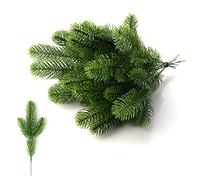 HJHIWE 60 piezas de ramas de pino artificiales de pino verde agujas ramas, guirnalda de ramas de pino verde falso de 9.4 pulgadas para arreglos florales de Navidad.