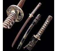 HJHUUA Katana Corta de Madera con Vaina,Bokken Hecho a Mano de 78 cm,Espadas samuráis japonesas de Madera para Kendo,Artes Marciales,Entrenamiento,Accesorios,exhibición,Cosplay,decoración,Regalo