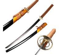 HJHUUA Katana de Entrenamiento de Madera,Hoja de ébano Natural,Bokken Hecha a Mano con Vaina,Espada samurái de 104 cm para Cosplay,Kendo,Regalos,exhibición,decoración,coleccionar