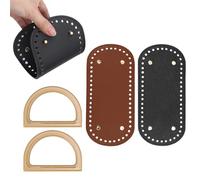 HJIAMA 2 Piezas 22×10 cm Base para Bolsos Crochet, Bases de Cuero, Bases de Cuero para Bolsos de Ganchillo, con Asa, Fondo Bolso Tejido, para Bricolaje Bolsos Tejidos