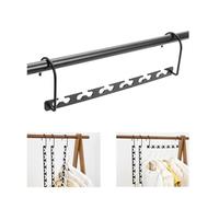 HJIAMA 2 Piezas Acero Carbono Negro 6 en 1 Perchas Antideslizantes, Multifuncional Ganchos para Perchas de Ropa, Giratorio 360°, para Baños, Dormitorios y Dormitorios