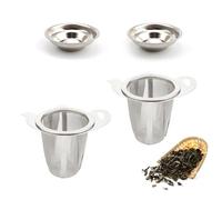 HJIAMA 2 Piezas Colador de Te, Acero Inoxidable Colador Te, con Portavasos, Infusor de Te con Mango Anti-Escaldado, Utilizado para Filtrar Té, Café, Harina