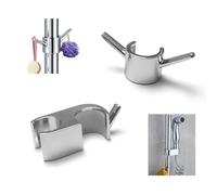 HJIAMA 2 Piezas Soporte Alcachofa Ducha, no Requiere Perforación Soporte Ducha ABS, Proceso Galvanoplastia, con Gancho, Antideslizante Soporte Barra Ducha, para Boquillas, Barras Ducha