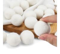 HJIAMA 20 Piezas Bolas Secadora de Ropa, Bolas de Secado para Secadora de Ropa, Blanco, 100% Pura Lana, Pelota Secadora Lana, Apto para Absorber Pelusas y Secar Ropa