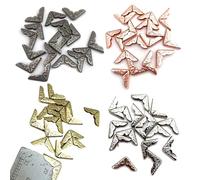 HJIAMA 200 Piezas Esquinas Decoración para Libros, Esquineras Scrapbooking Metal Vintage Protectores Esquina 4 Colores para Libros, Albumes de Fotos, Cuadernos