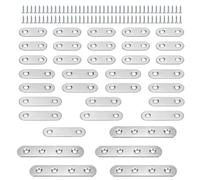 HJIAMA 35 Piezas Soportes de Esquina Planos, Pletinas Metalicas Planas, Plata, con Tornillos de Montaje, 4 Tamaños, Pletinas de Acero de Esquina, Adecuado para Fijar Mesas, Sillas, Sofás
