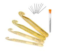 HJIAMA 4 Piezas Agujas Crochet, Ganchillos de Cristal, Múltiples Tamaños, Kit Ganchillos Crochet, Adecuadas para Tejer Alfombras, Hilos, Bordar