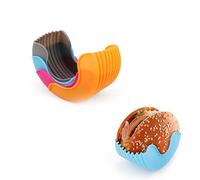 HJIAMA 4 Piezas Burger Holder, Silicona Hamburguesa Caja Fija, Diseño Plegable, no es Fácil de Pegar, no es Fácil de Deformar, Retráctil Soporte de Hamburguesa, Adecuado para Guardar Hamburguesas