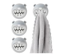 HJIAMA 4 Piezas Colgador Trapos Cocina, Lindo Diseño Oso Colgador Toalla Baño Autoadhesivo, Toalleros de Baño sin Taladro para Baño, Dormitorio, Cocina