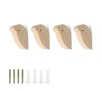HJIAMA 4 Piezas Perchero Pared Madera, Colgador Pared Forma Pájaro, Percheros Pared Madera con Tornillos Montaje, Fuerte Capacidad Carga, para Colgar Ropa, Bolsos, Toallas