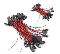 HJIAMA 40 Piezas Conector Pila 9v, Clip de Batería de Tipo I, Conector Soporte para Pila 1 Tipo con Cable 150 mm, Plástico Tipo I y Cuero Tipo I, Clip Batería para Dispositivos Pequeños