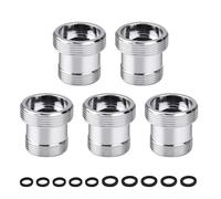 HJIAMA 5 Piezas Adaptador Grifo, Macho Rosca Adaptador de Aluminio, con Anillo de Sellado, Plata, Adaptador Grifo Cocina, Adecuado para Grifos y Accesorios de Tubería