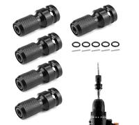 HJIAMA 5 Piezas Broca Hexagonal de Enchufe, Aleación Adaptador Carraca 1/4 1/2, Negro, Diseño Retráctil, Adaptadores De Broca Hexagonal, Adecuado para Llaves Neumáticas, Destornilladores
