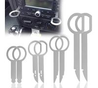 HJIAMA 8 Piezas Herramientas para Quitar la Radio de Coche, Radio Tablero Abrelatas Plata, 4 Estilos, Desmontar Kits para Puerta, Adecuado para Desmontaje de Aire Acondicionado de Coche, Tablero