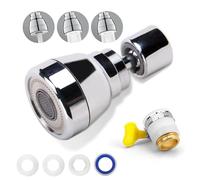 HJIAMA Adaptador Grifo Cocina, Cobre, Filtro Grifo, Giratorio en Gran ángulo, Ajustable en Tres Velocidades, Filtro Grifo Lavabo, Diámetro 22 mm, para Baños Cocinas