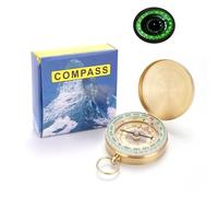 HJIAMA Brújula de Bolsillo de Cobre, Brújula Retro Luminosa, Herramienta de Navegación para Senderismo, Camping y Ciclismo
