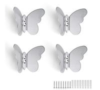 HJIAMA Colgador Pared 4 Piezas, Gancho Pared, Plata, con Tornillos de Montaje, Colgador en Forma de Mariposa, Adecuado para Dormitorio, Sala de Estar, Balcón