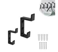 HJIAMA Colgadores Pared 2 Piezas, Percheros Pared, Negro Mate, Diseño de Doble Gancho, Tratamiento de Esquina Lisa, Ganchos para Abrigos, Adecuado para baño, Sala de Estar, Dormitorio