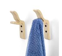 HJIAMA Perchero Pared Madera Asta de Ciervo, 2 Piezas Colgador Pared, Ganchos para Colgar, Percheros Pared para Paredes, Entradas, Dormitorios, Balcones