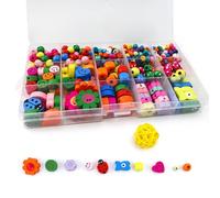 HJIAMA Perlas de Madera 400 Piezas, Perlas de Madera Natural, Cuentas para Pulseras, Equipadas con Aguja E Hilo, Cuentas de Colores, Apto para Pulseras, Collares, Manualidades